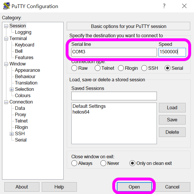 Putty config